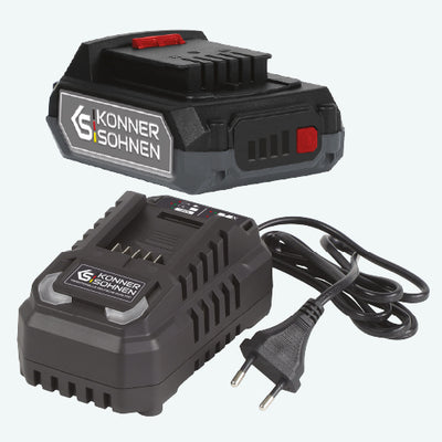 Acumulator de 20V 2Ah și încărcător de 20V 2,4A incluse 