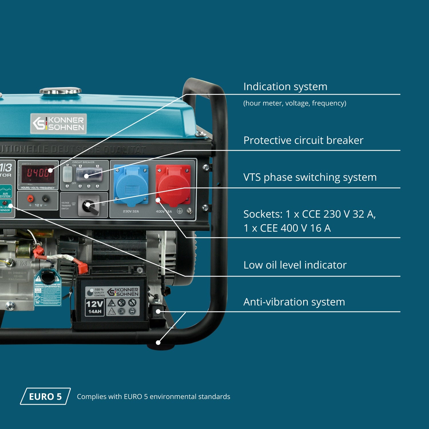 Gasoline generator "Könner & Söhnen" KS 10000E 1/3