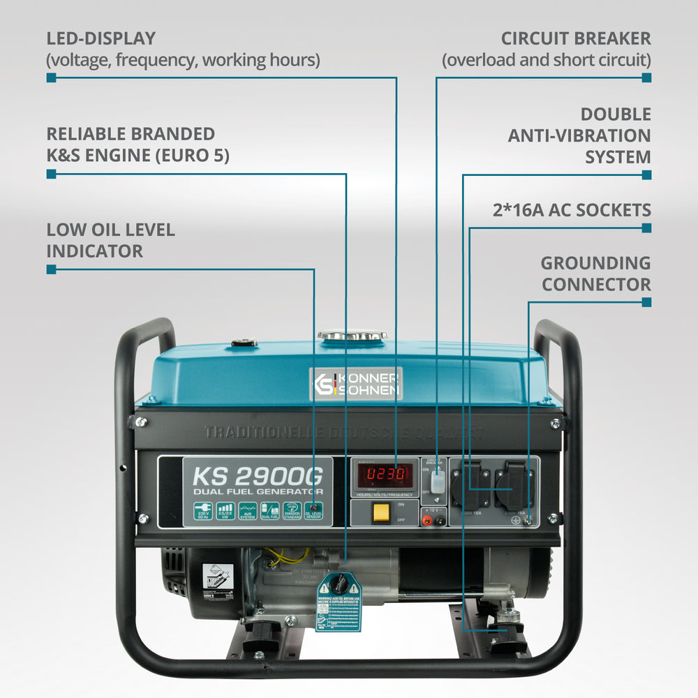 Generator pe gaz/benzina "Könner & Söhnen" KS 2900G