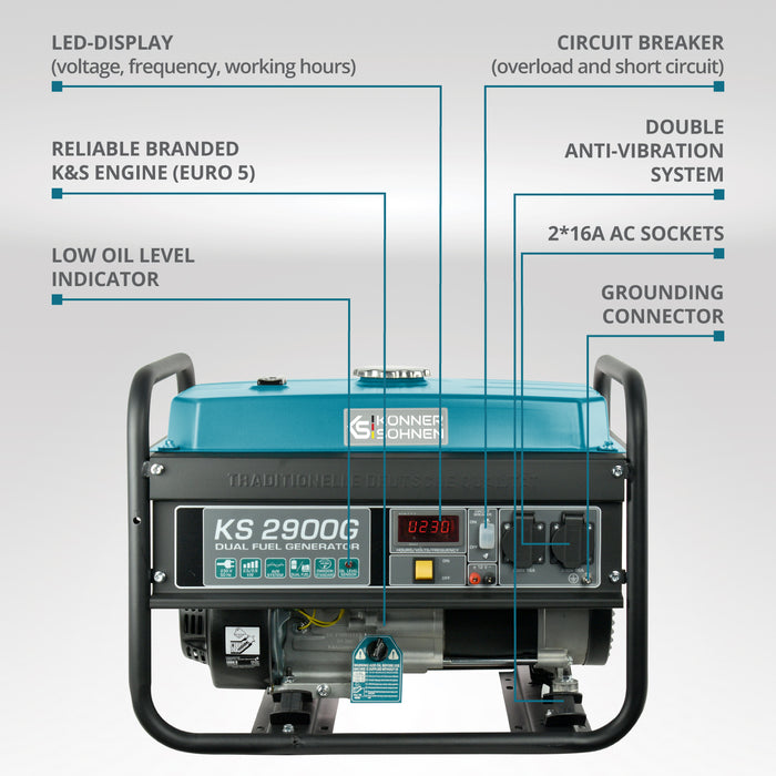 Generator pe gaz/benzina "Könner & Söhnen" KS 2900G