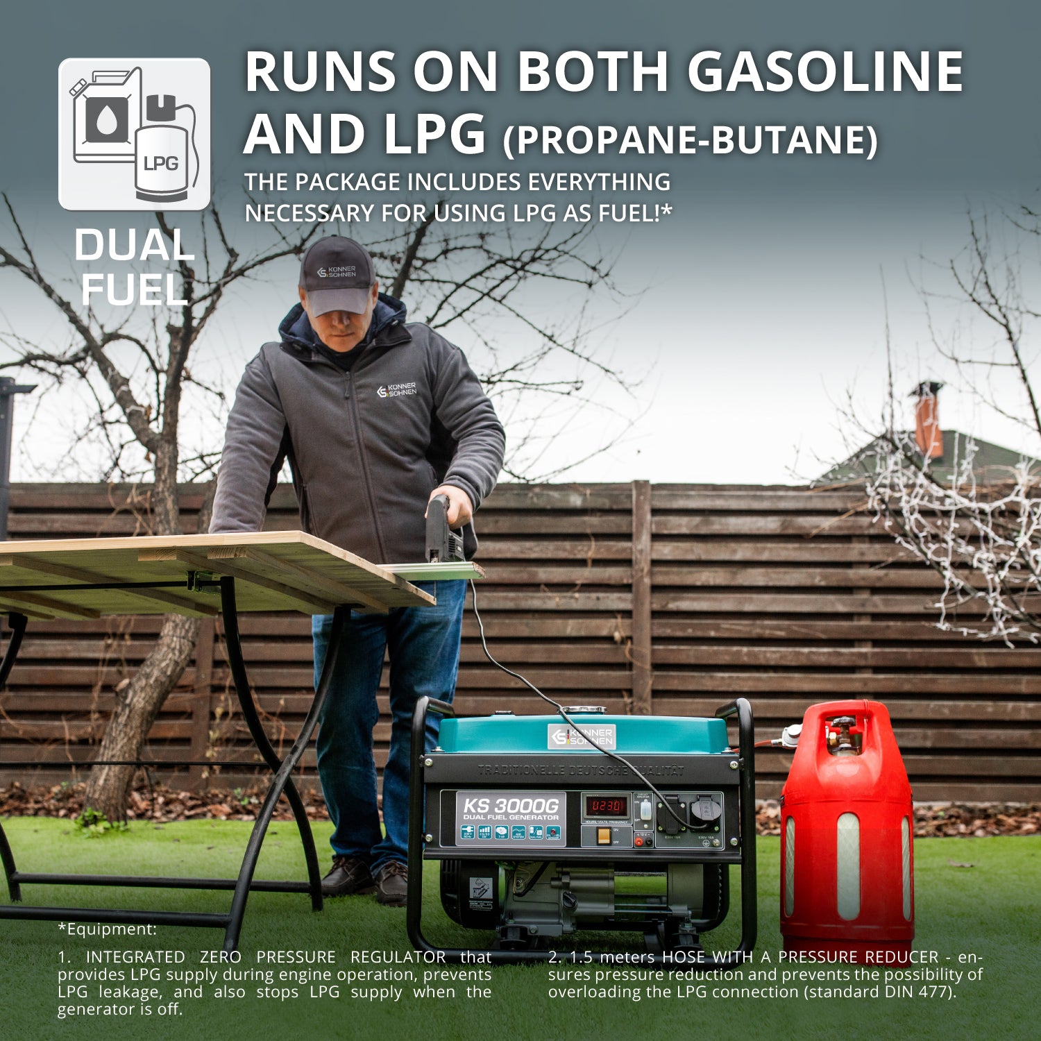 Generator pe gaz/benzina "Könner & Söhnen" KS 3000G