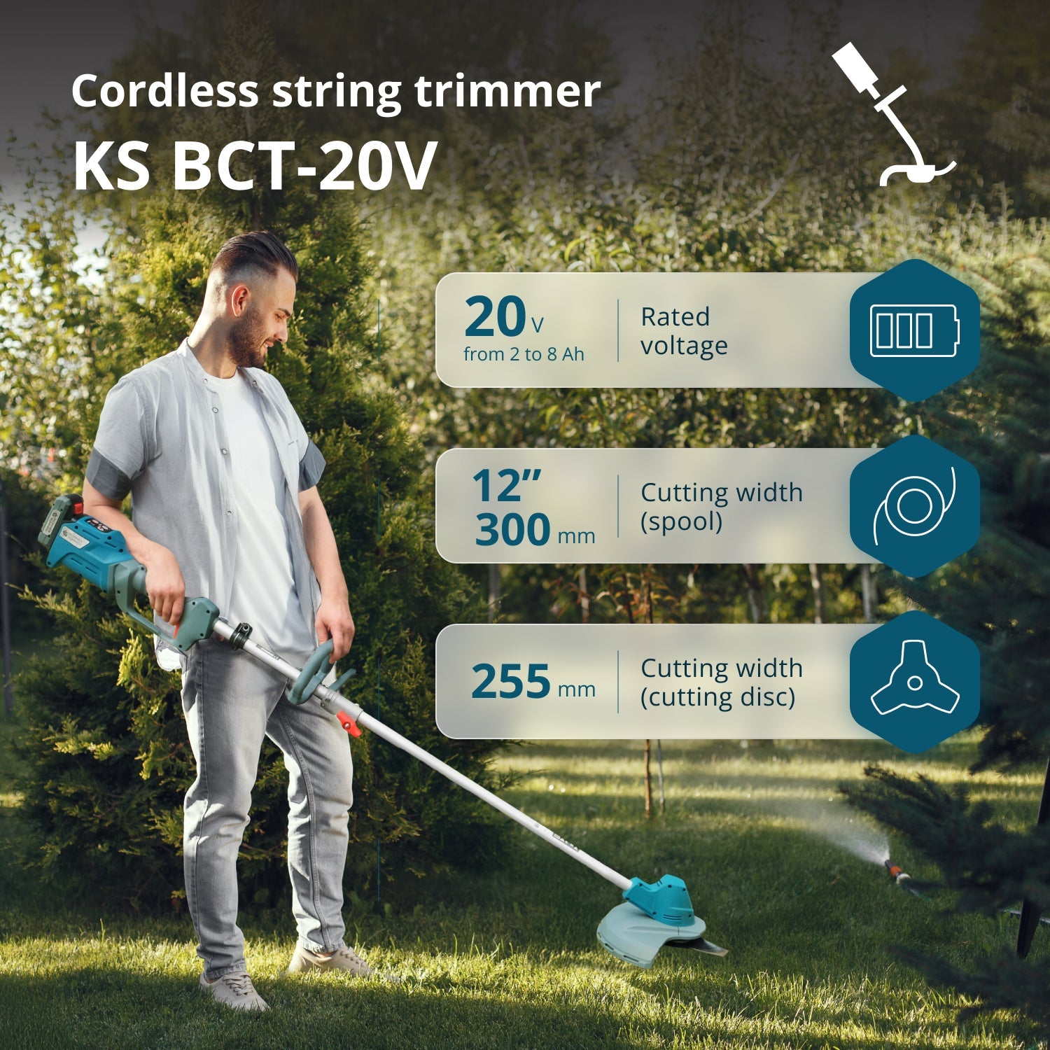 Trimmer de tuns iarbă cu acumulator KS BCT-20V