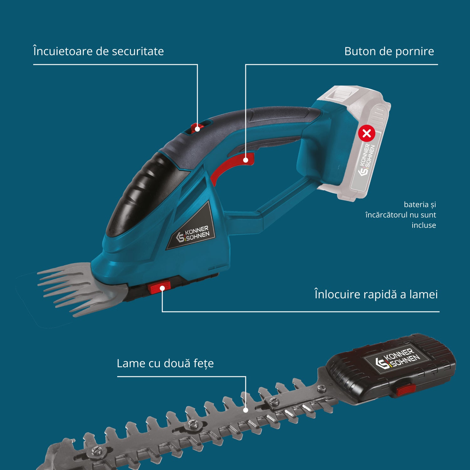 Foarfecă 2 în 1 pentru iarbã si gard viu cu acumulator KS SHT-20V