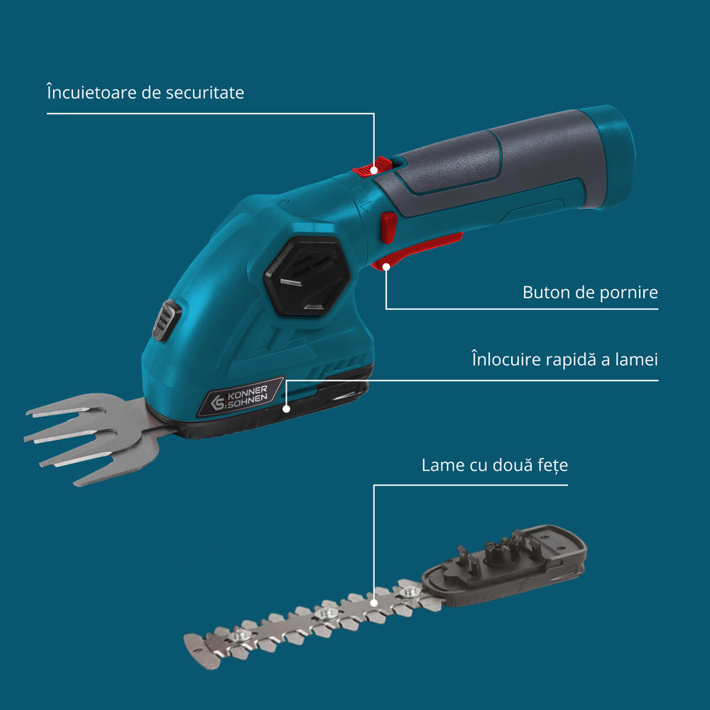 Foarfecă 2 în 1 pentru iarbă și gard viu cu stâlp de extensie telescopic KS SHT-8V + Extension Pole