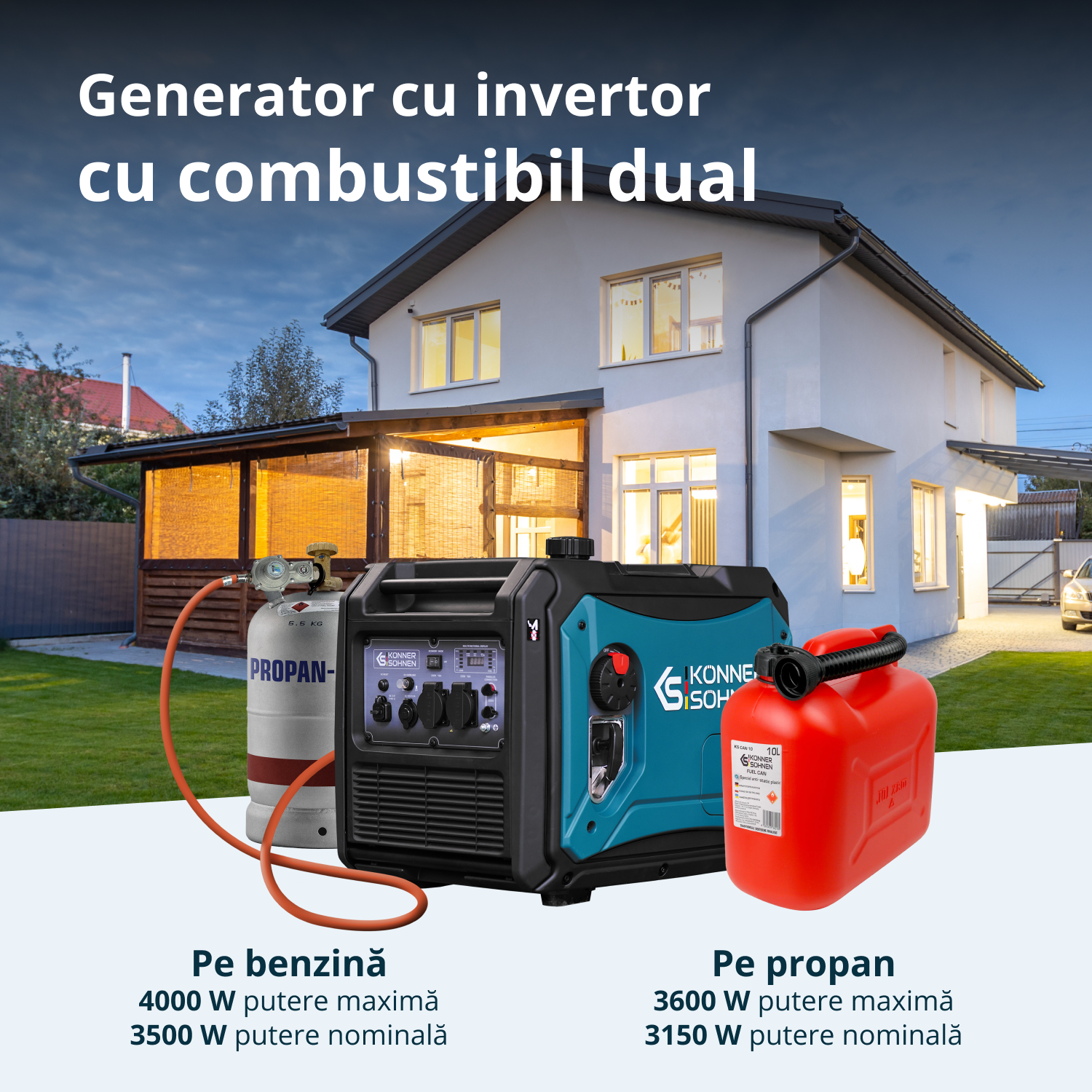 LPG/benzin inverteres generátor KS 4000iEG S