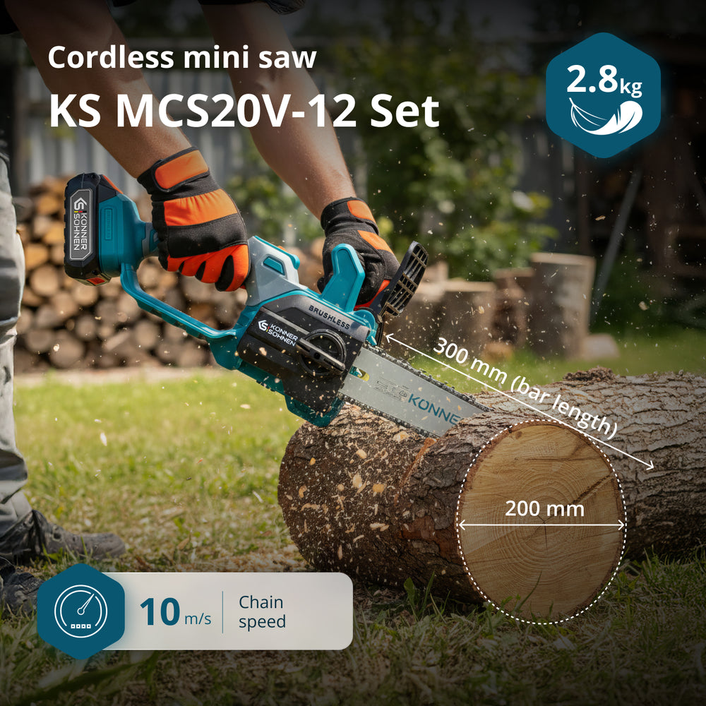 Cordless Mini Chainsaw KS MCS20V-12 SET