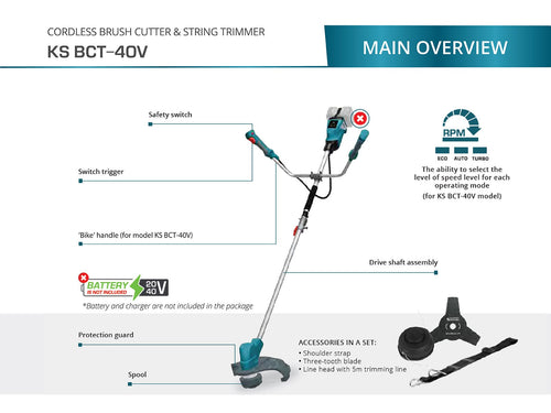 Trimmer de grădină cu acumulator KS BCT-40V