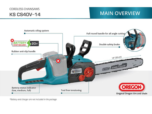 Fierăstrău electric cu lanț pe acumulator KS CS40V-14