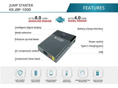 Starter auto cu compresor KS JSP-1200