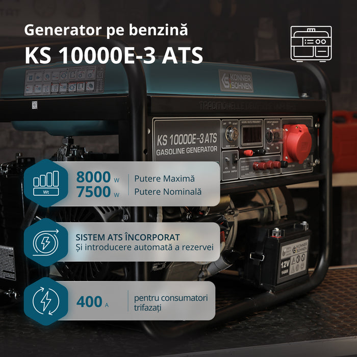 Бензинов генератор „Könner & Söhnen“ KS 10000E-3 ATS