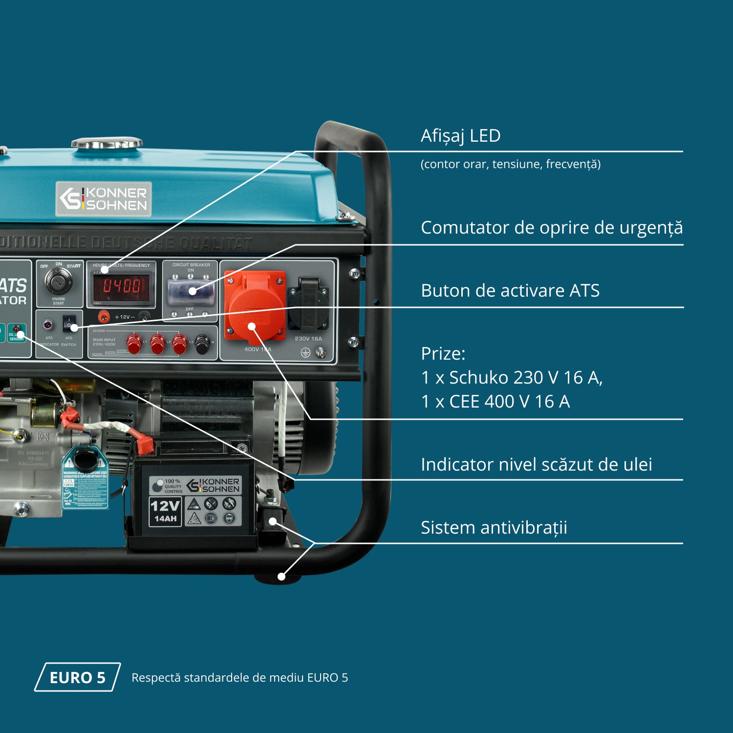 Benzingenerátor „Könner & Söhnen” KS 10000E-3 ATS