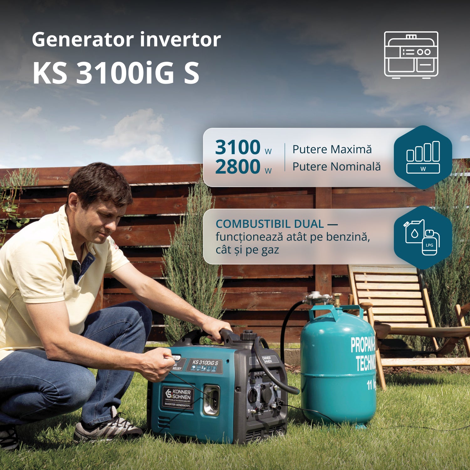 LPG/benzin inverteres generátor KS 3100iG S