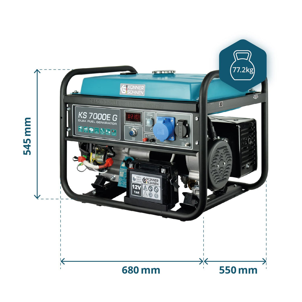 Generator pe gaz/benzina "Könner & Söhnen" KS 7000E G