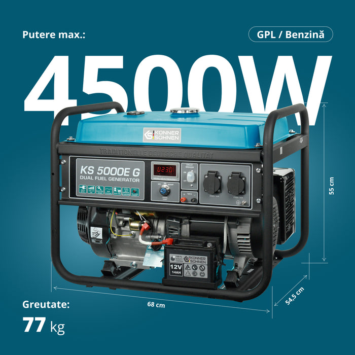 LPG/Бензинов генератор „Könner & Söhnen“ KS 5000E G