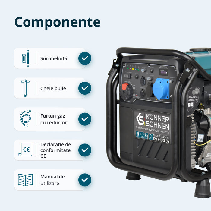 LPG/benzin inverter generátor KS 8100iEG