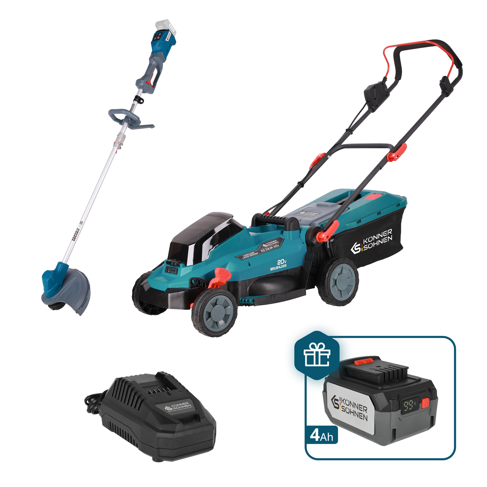 Pachet promoțional pentru îngrijirea gazonului KS 33LM-BCT20V-SET